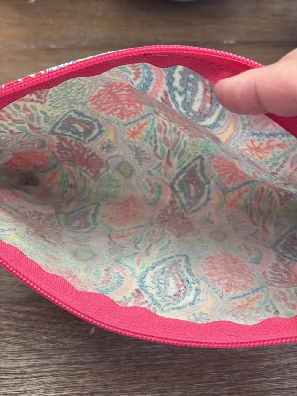 Lilly Pulitzer Coral, Blue, Green & White Printed Cosmetic Pouch